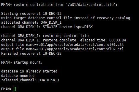 OracleRestoreControlFileMount